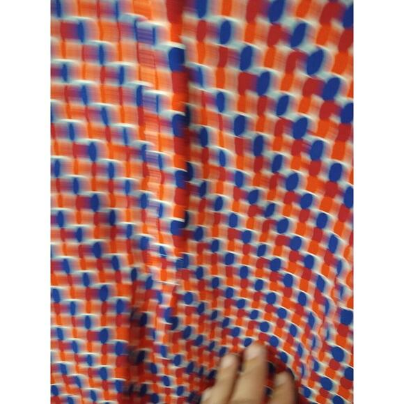 Talbots Woman M Blouse Red Blue Plpolka Dot Long Button Sleeve Semi Sheer - Picture 6 of 10